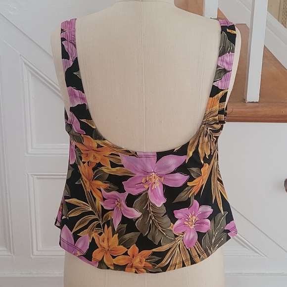 ROBBY LEN Tropical Swim Fashions Floral Tankini Size 10 - Picture 2 of 5